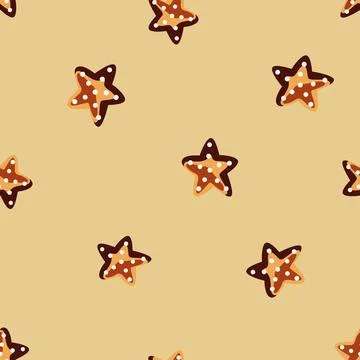 Seamless pattern sea star on beige background. Marine starfish templates for  Stock Illustration