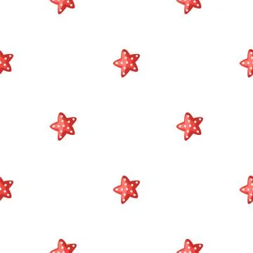 Seamless pattern sea star isolated on white background. Marine starfish templ Stock Illustration