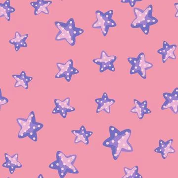 Seamless pattern sea star on pink background. Marine starfish templates for f Stock Illustration