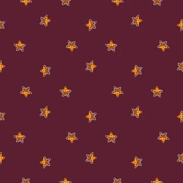 Seamless pattern sea star on violet background. Marine starfish templates for Stock Illustration