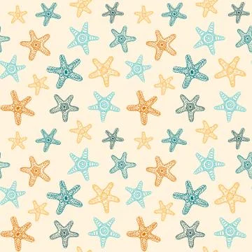 Seamless pattern with sea stars Stock Illustration