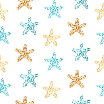 Seamless pattern with sea stars Stock Illustration
