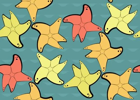 Seamless pattern with sea stars vector Illustration
