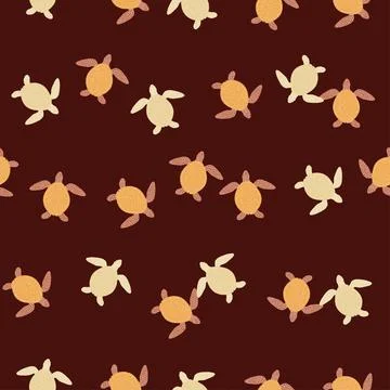 Seamless pattern sea turtles. Cute marine turtle in doodle style. Stock Illustration