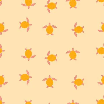 Seamless pattern sea turtles. Cute marine turtle in doodle style. Stock Illustration