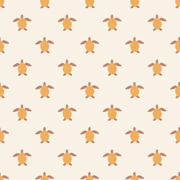 Seamless pattern sea turtles. Cute marine turtle in doodle style. Stock Illustration
