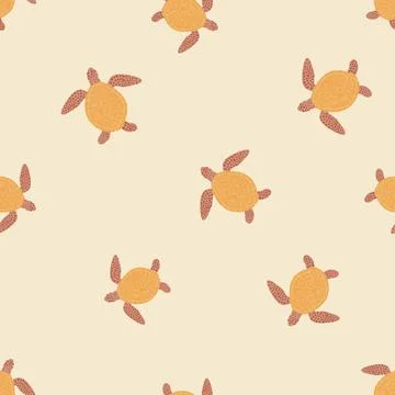 Seamless pattern sea turtles. Cute marine turtle in doodle style. Stock Illustration