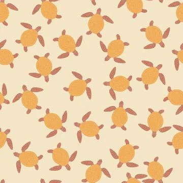 Seamless pattern sea turtles. Cute marine turtle in doodle style. Stock Illustration
