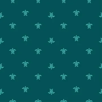 Seamless pattern sea turtles. Cute marine turtle in doodle style. 스톡 일러스트