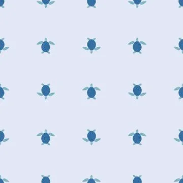 Seamless pattern sea turtles. Cute marine turtle in doodle style. Stock Illustration