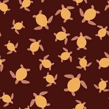 Seamless pattern sea turtles. Cute marine turtle in doodle style. Stock Illustration