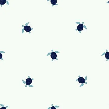 Seamless pattern sea turtles. Cute marine turtle in doodle style. Stock Illustration