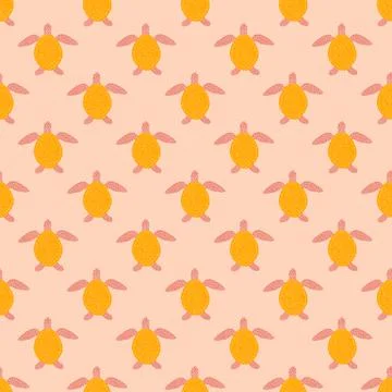 Seamless pattern sea turtles. Cute marine turtle in doodle style. Illustrazione stock