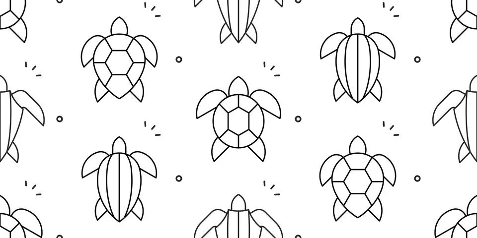 Seamless pattern with Sea Turtles Stock Illustration