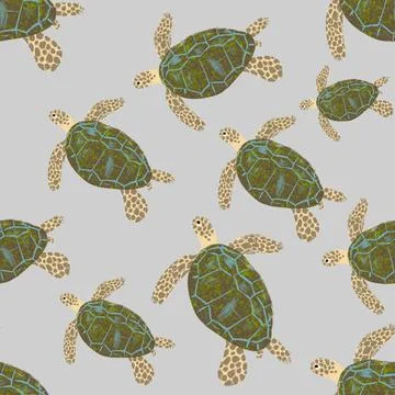 Seamless pattern with sea turtles 스톡 일러스트