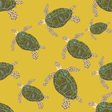 Seamless pattern with sea turtles Stock Illustration