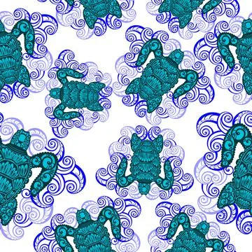 Seamless pattern with sea turtles .Turtles  design Stock Illustration