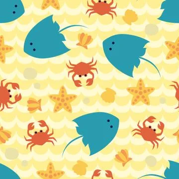 Seamless pattern with seabed view Stock Illustration