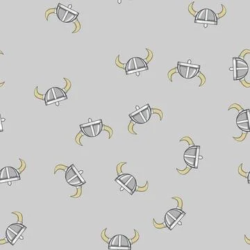 Seamless pattern seafaring viking helmet cartoon vector Stock Illustration