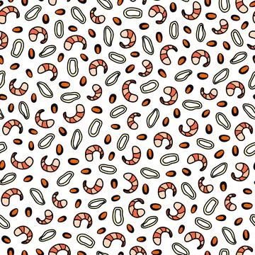 Seamless pattern with seafoods. Stock Illustration
