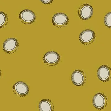 Seamless pattern seal metall bottle cap cartoon vector Stock Illustration