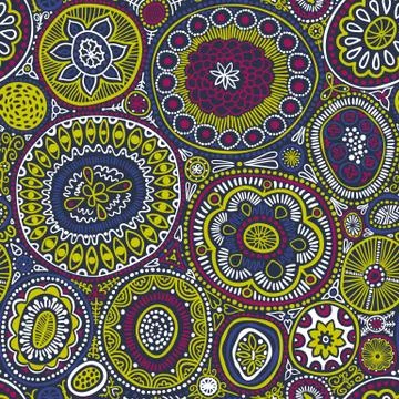 Seamless pattern. Seamless botanic texture, detailed dots and circles Stock Illustration