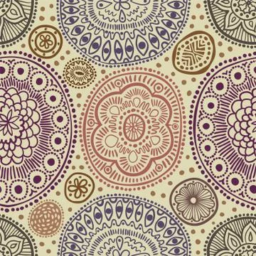 Seamless pattern. Seamless botanic texture, detailed dots and circles イラスト素材