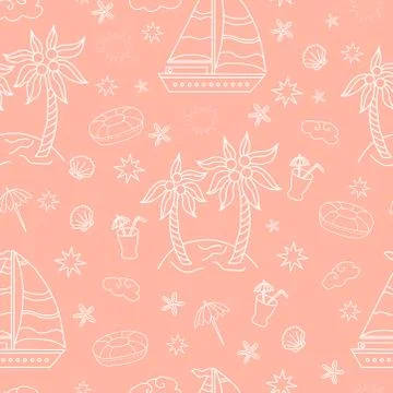 Seamless pattern. Seamless pattern Pink background with a nautical theme. Ships Stock Illustration