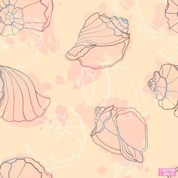 Seamless pattern with seashell. Illustrazione stock