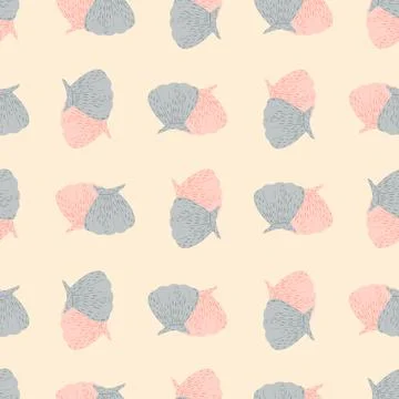Seamless pattern seashells. Cute conch in doodle style Illustrazione stock