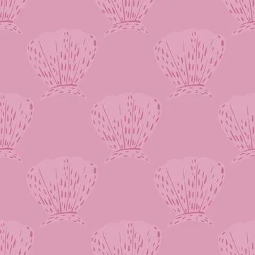 Seamless pattern seashells. Cute conch in doodle style Illustrazione stock