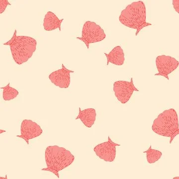Seamless pattern seashells. Cute conch in doodle style Illustrazione stock