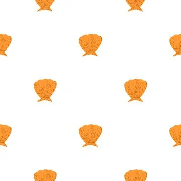 Seamless pattern seashells. Cute conch in doodle style Stock Illustration
