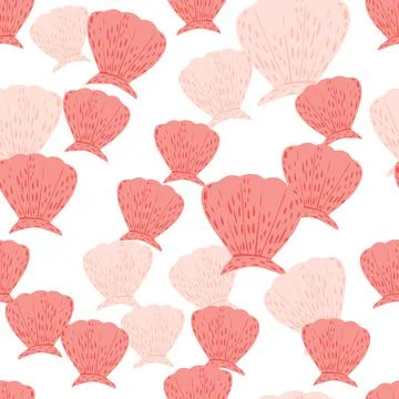 Seamless pattern seashells. Cute conch in doodle style Illustrazione stock
