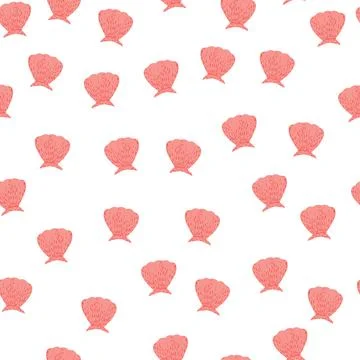 Seamless pattern seashells. Cute conch in doodle style Stock Illustration
