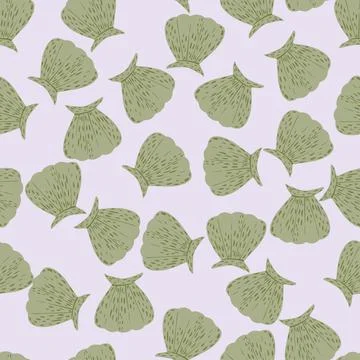Seamless pattern seashells. Cute conch in doodle style Stockillustratie