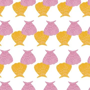 Seamless pattern seashells. Cute conch in doodle style Illustrazione stock