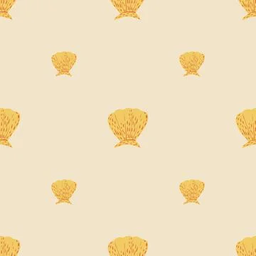 Seamless pattern seashells. Cute conch in doodle style Stock Illustration