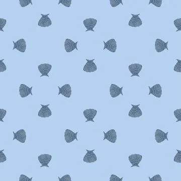 Seamless pattern seashells. Cute conch in doodle style Illustrazione stock