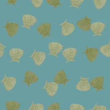 Seamless pattern seashells. Cute conch in doodle style Stock Illustration