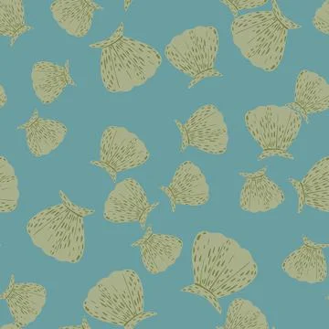 Seamless pattern seashells. Cute conch in doodle style Illustrazione stock