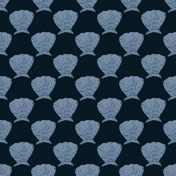 Seamless pattern seashells. Cute conch in doodle style Stock Illustration