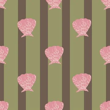 Seamless pattern seashells. Cute conch in doodle style Illustrazione stock