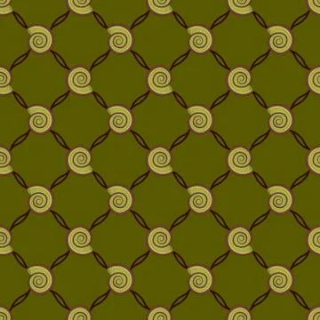 Seamless pattern with seashells. Geometric background in green. Interlocking  Stock Illustration