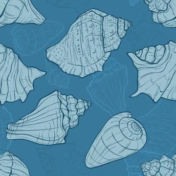 Seamless pattern with seashells Stock Illustration