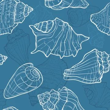 Seamless pattern with seashells Stock Illustration