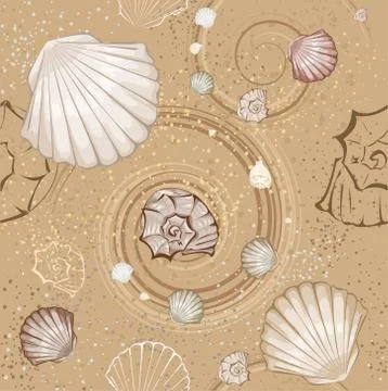 Seamless pattern of seashells Illustrazione stock