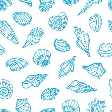 Seamless pattern with seashells Illustrazione stock