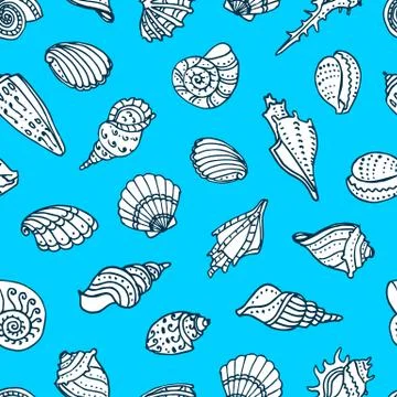 Seamless pattern with seashells Illustrazione stock