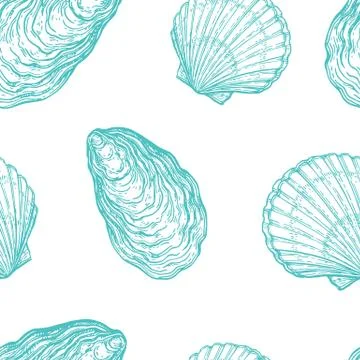 Seamless pattern with seashells Illustrazione stock